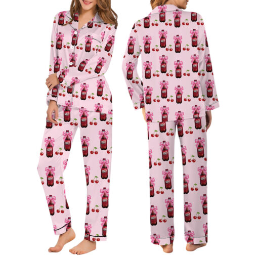 Dr Pepper Coquette With Cherries Satin Pajamas Set - Image 7