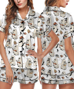 Ghost Reading Acotar Book Satin Pajamas Set