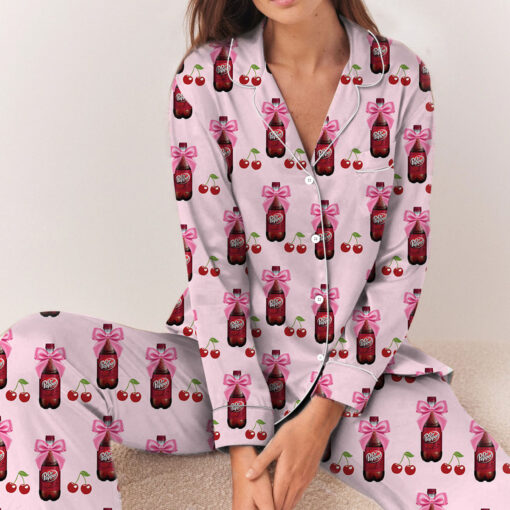 Dr Pepper Coquette With Cherries Satin Pajamas Set - Image 6