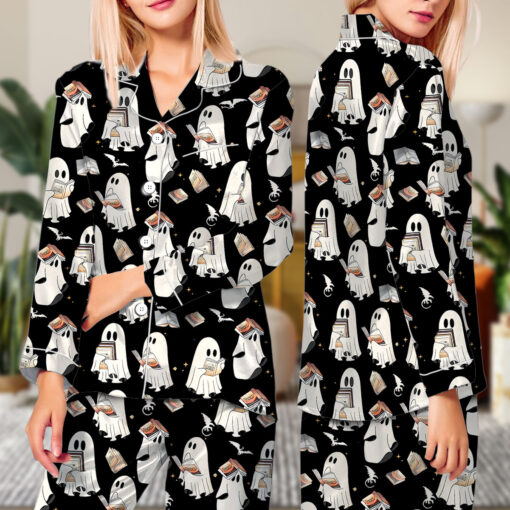 Ghost Reading Acotar Book Satin Pajamas Set - Image 14