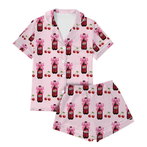 Dr Pepper Coquette With Cherries Satin Pajamas Set - Image 4