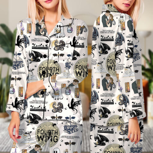 Fourth Wing Revolution Fly Or Die Satin Pajamas Set - Image 7