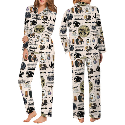 Fourth Wing Revolution Fly Or Die Satin Pajamas Set - Image 6