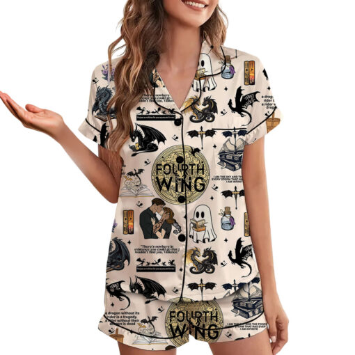 Fourth Wing Revolution Fly Or Die Satin Pajamas Set - Image 4