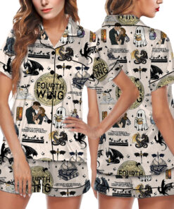 Fourth Wing Revolution Fly Or Die Satin Pajamas Set