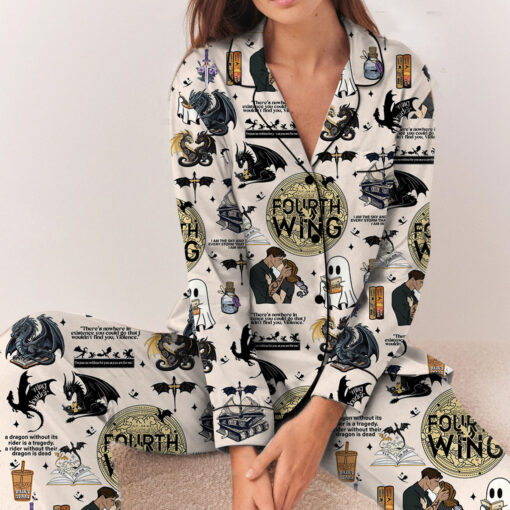 Fourth Wing Revolution Fly Or Die Satin Pajamas Set - Image 5