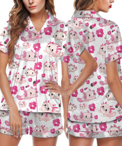 Cute Axolotl Satin Pajamas Set For Women