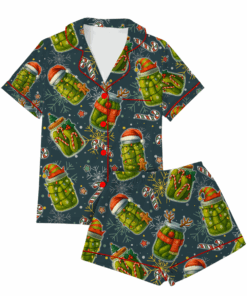 Alternative view of Christmas Pickle Satin Pajamas Set For Women