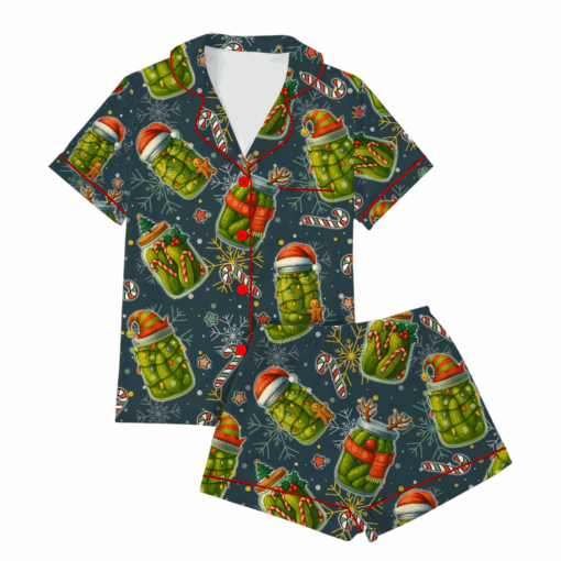 Christmas Pickle Satin Pajamas Set For Women - Image 2