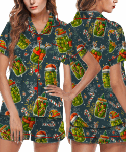 Christmas Pickle Satin Pajamas Set For Women