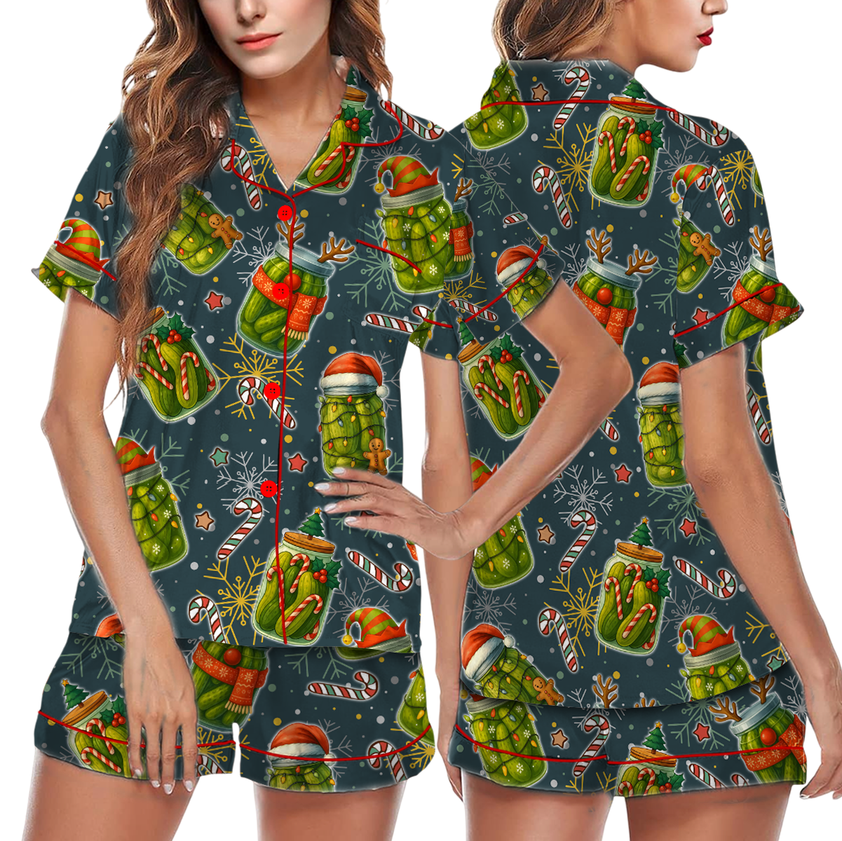 Christmas Pickle Satin Pajamas Set For Women