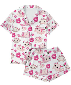 Alternative view of Cute Axolotl Satin Pajamas Set For Women