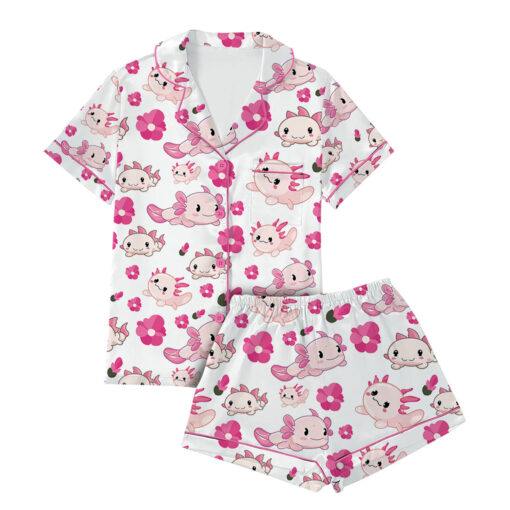 Cute Axolotl Satin Pajamas Set For Women - Image 2
