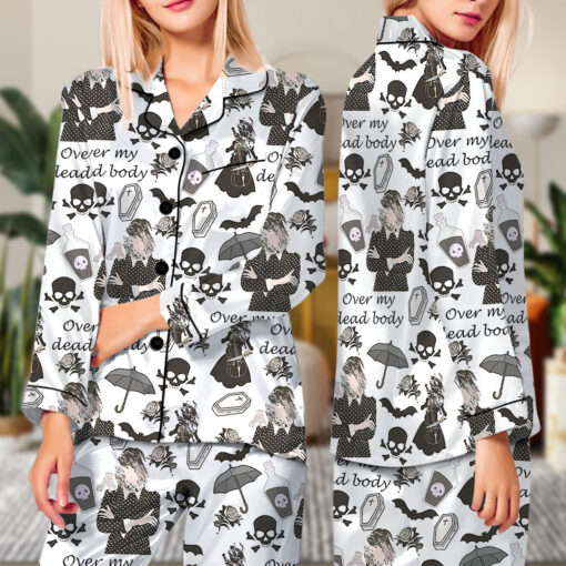Over My Dead Body Satin Pajamas Set - Image 6