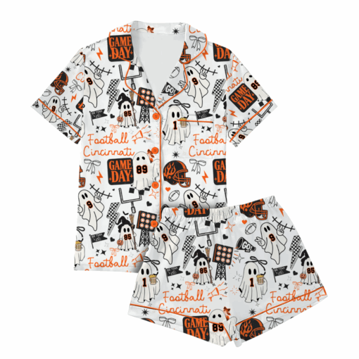 Cincinnati Bengals Satin Pajamas Set For Women - Image 4