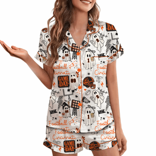 Cincinnati Bengals Satin Pajamas Set For Women - Image 3