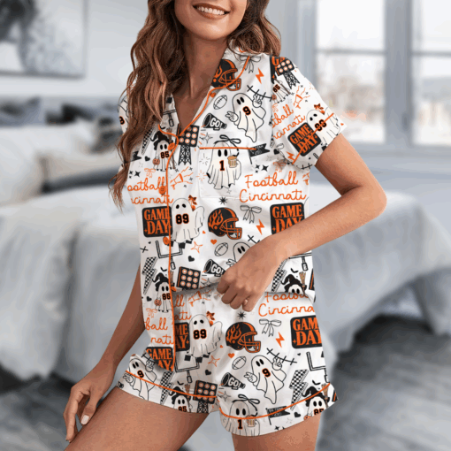 Cincinnati Bengals Satin Pajamas Set For Women - Image 2
