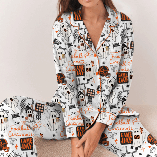 Cincinnati Bengals Satin Pajamas Set For Women - Image 7