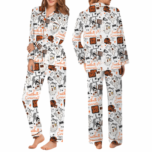 Cincinnati Bengals Satin Pajamas Set For Women - Image 5