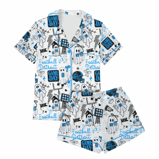 Cute Ghost Detroit Satin Pajamas Set - Image 4