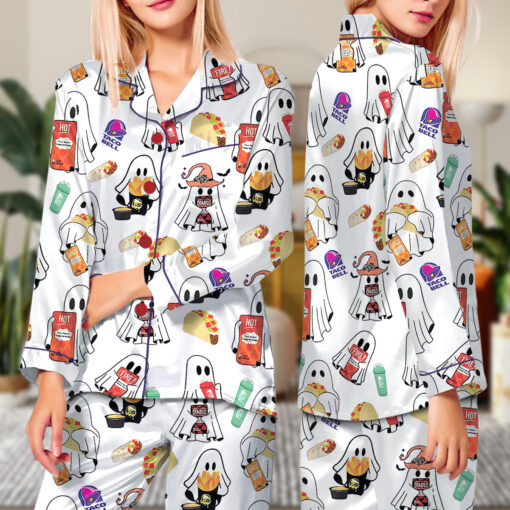 Halloween Taco Bell Satin Pajamas Set - Image 8