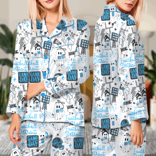 Cute Ghost Detroit Satin Pajamas Set - Image 7