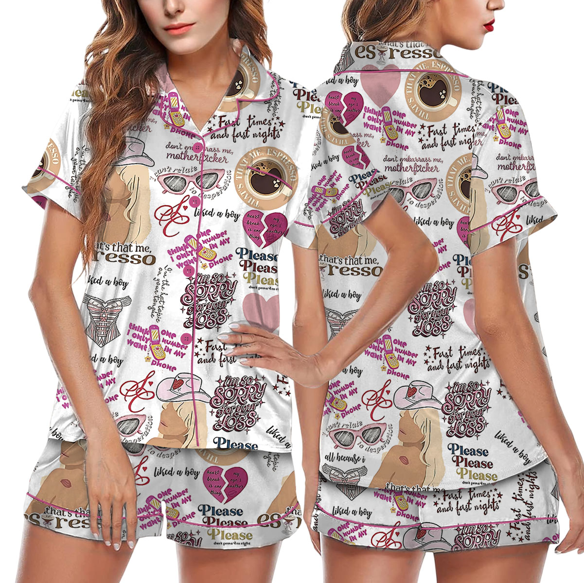 Espresso Song Lyrics Satin Pajamas Set For Women