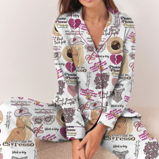 Espresso Song Lyrics Satin Pajamas Set For Women - Image 6