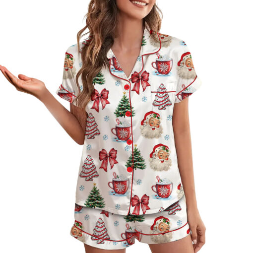 Retro Coquette Christmas Satin Pajama Set - Image 3