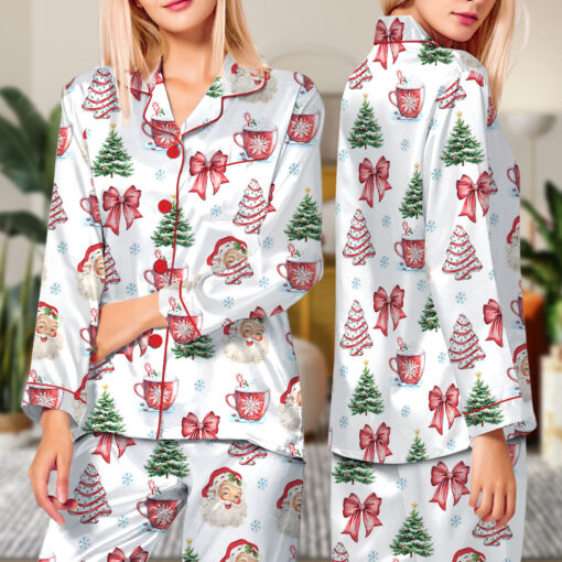 Retro Coquette Christmas Satin Pajama Set - Image 5