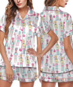Pink Nutcracker Christmas Satin Pajama Set