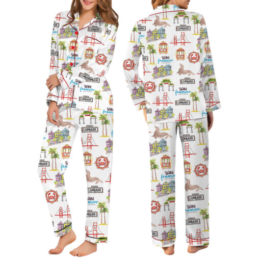 San Francisco Satin Pajamas Set For Women - Image 6