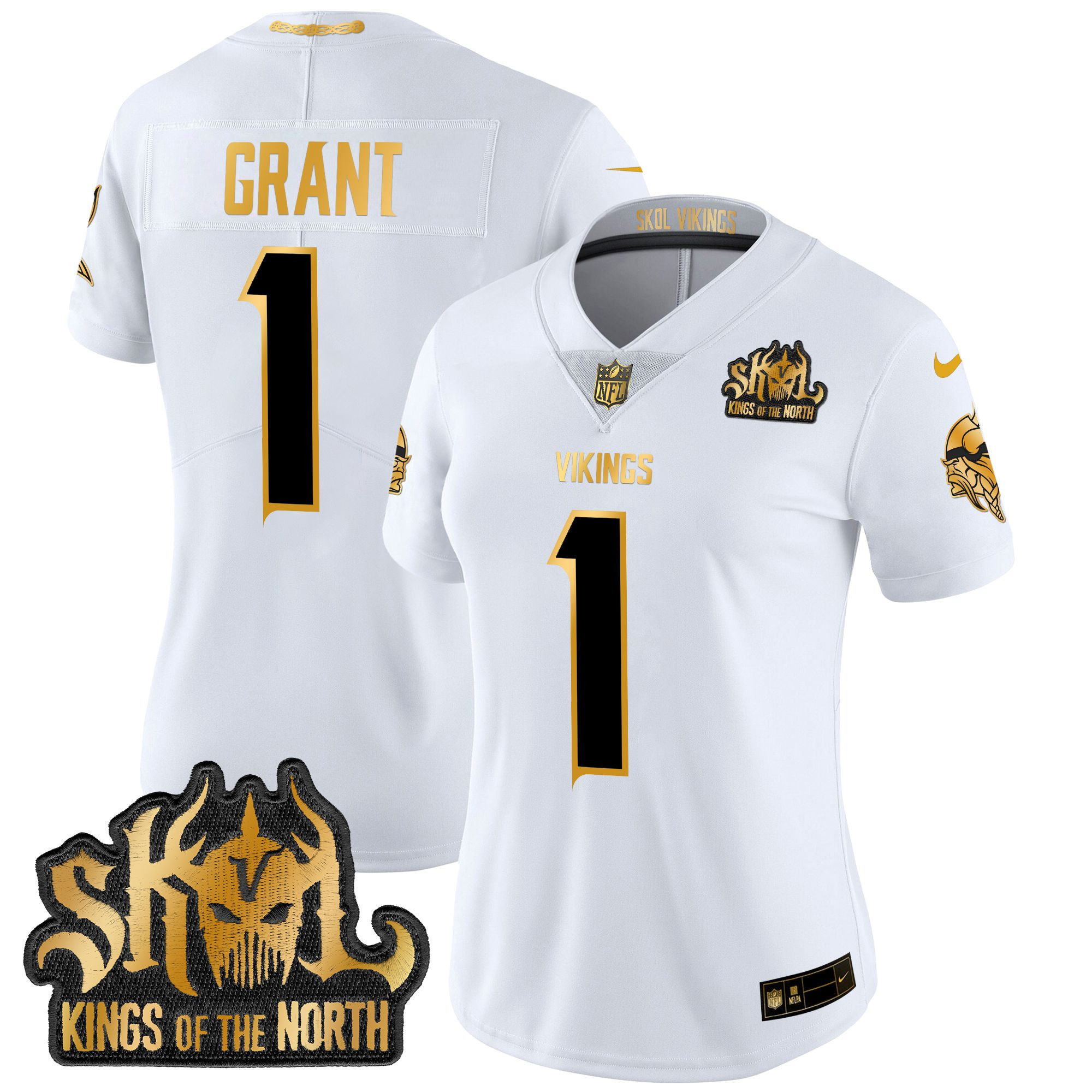 Women's Minnesota Vikings 2024 Winter Warrior Skol Patch Gold Vapor Limited Jersey - All Stitched - Image 35