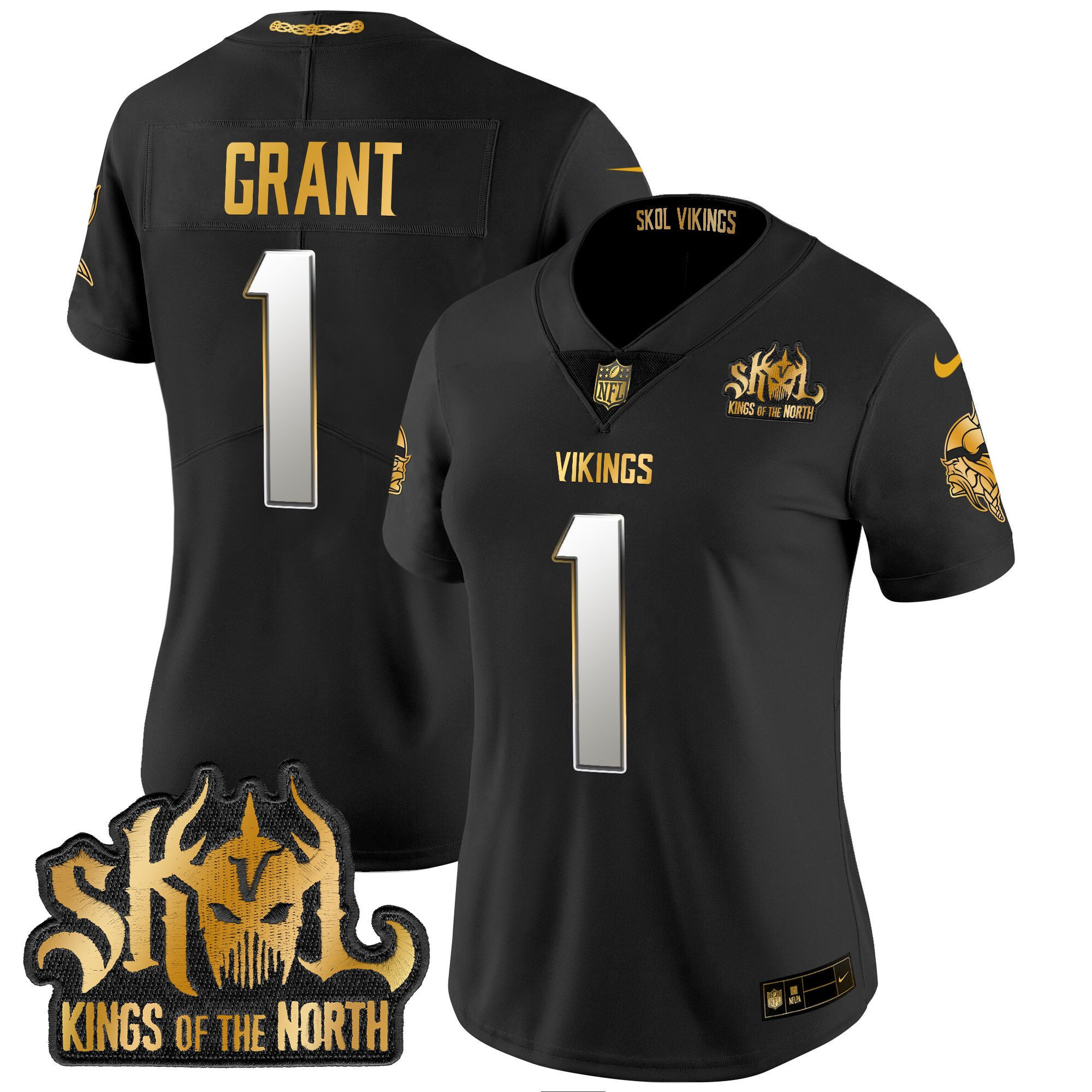 Women's Minnesota Vikings 2024 Winter Warrior Skol Patch Gold Vapor Limited Jersey - All Stitched - Image 17