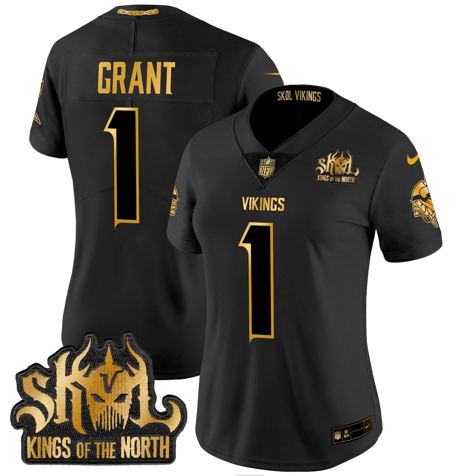 Women's Minnesota Vikings 2024 Winter Warrior Skol Patch Gold Vapor Limited Jersey - All Stitched - Image 8