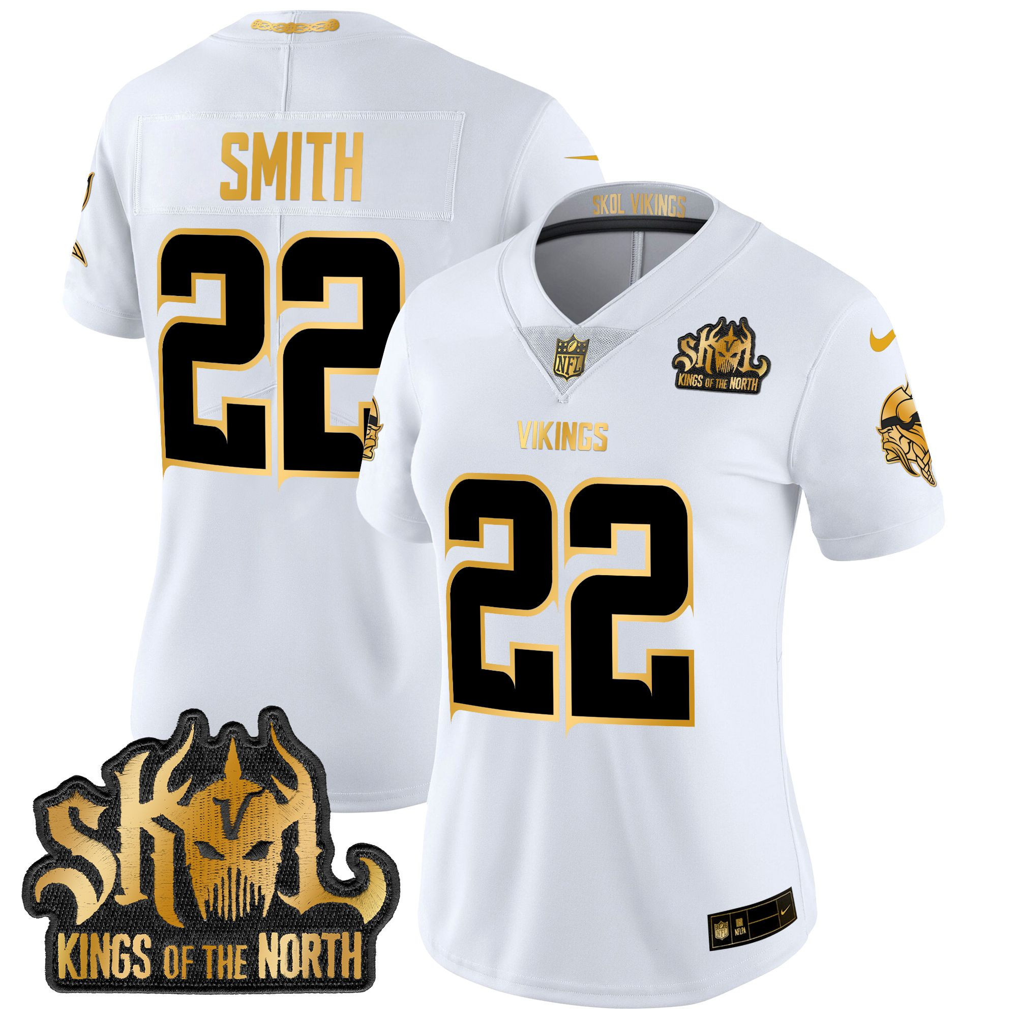 Women's Minnesota Vikings 2024 Winter Warrior Skol Patch Gold Vapor Limited Jersey - All Stitched - Image 36