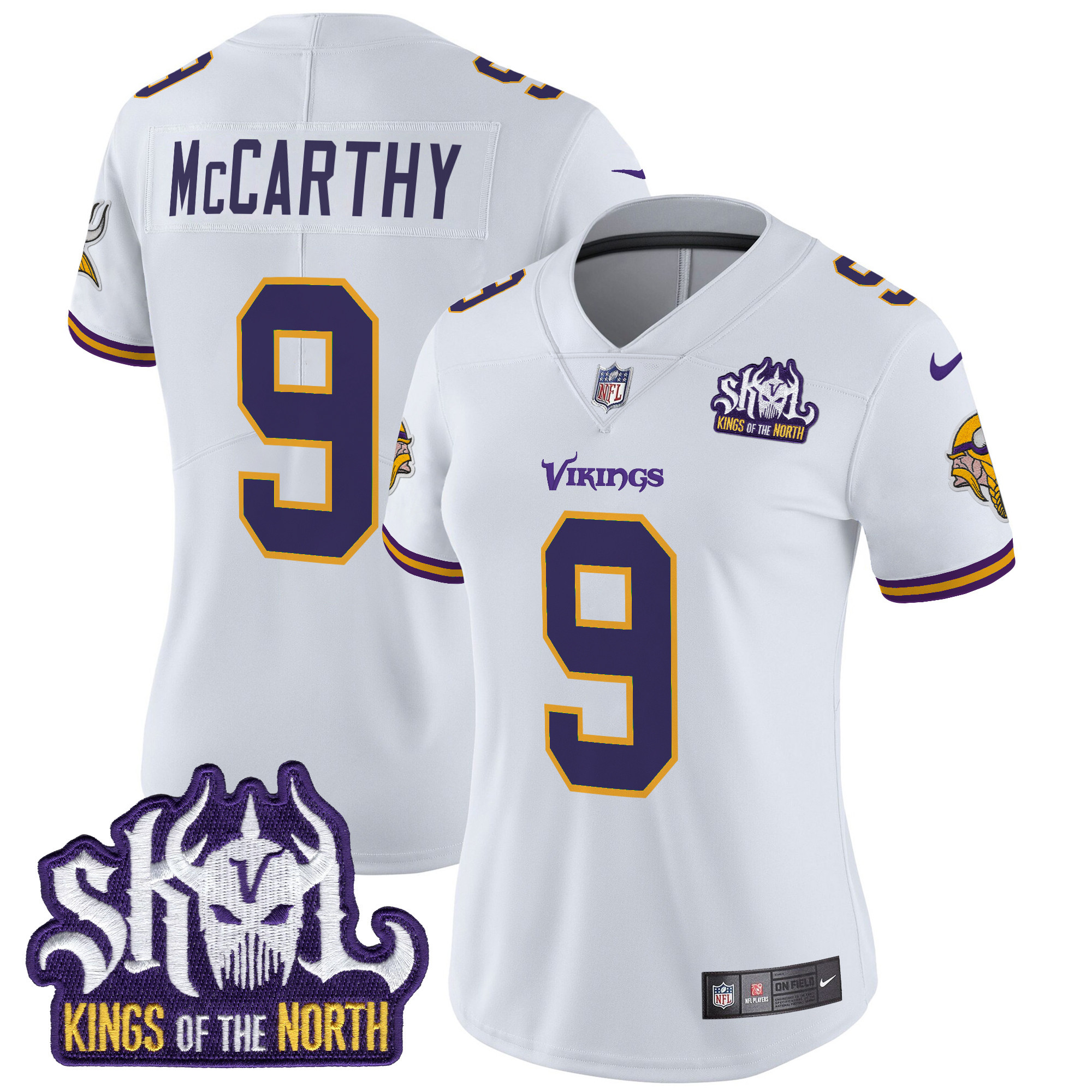 Women's Minnesota Vikings King Of The North Patch Throwback Vapor Limited Jersey - All Stitched - Image 30