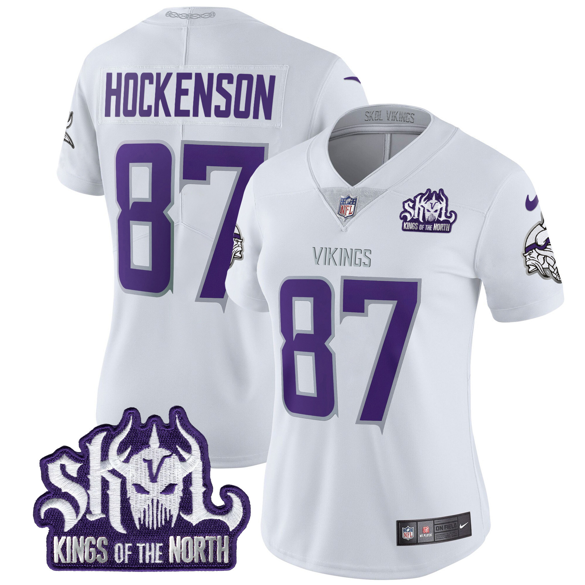 Women's Minnesota Vikings King Of The North Patch Throwback Vapor Limited Jersey - All Stitched - Image 44