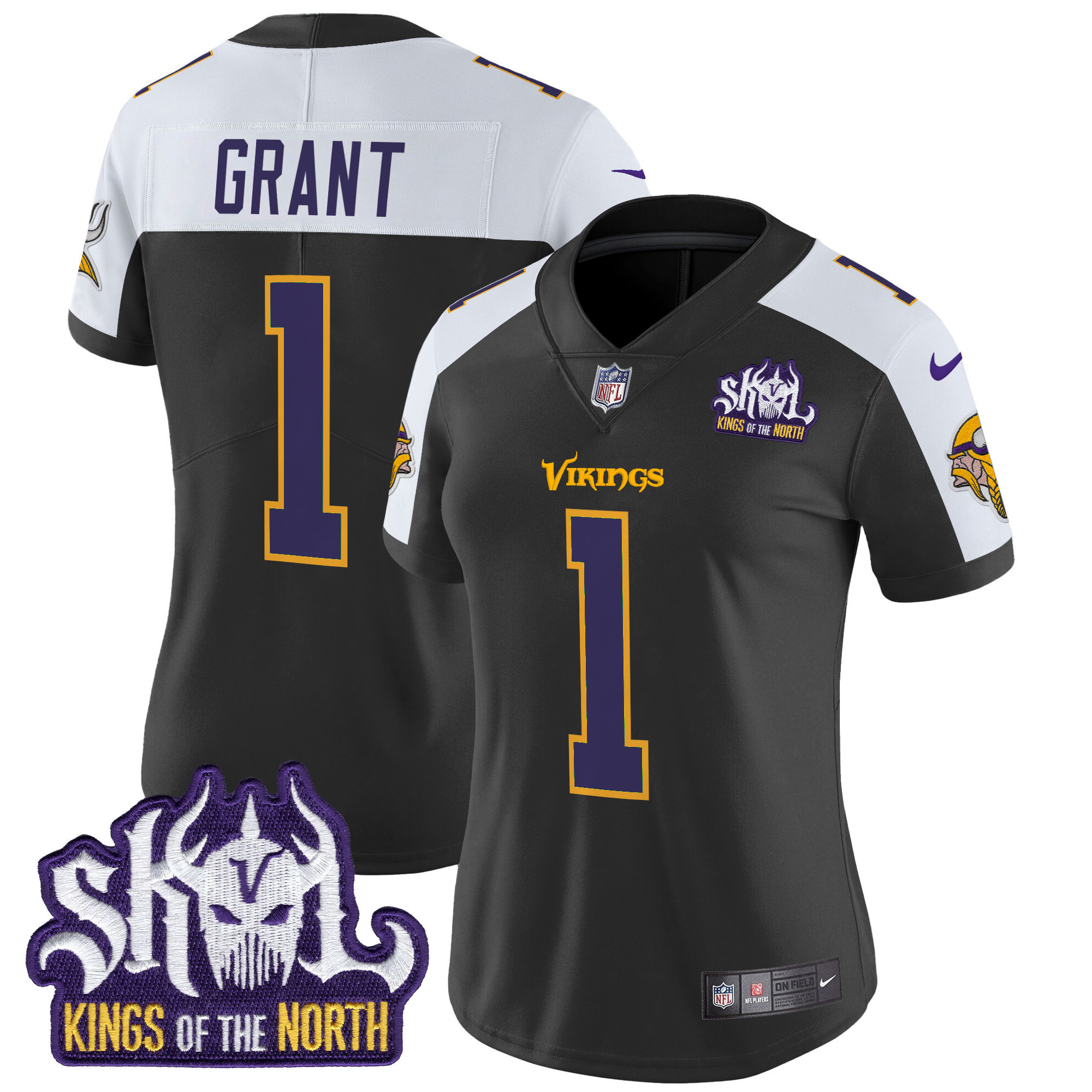 Women's Minnesota Vikings King Of The North Patch Throwback Vapor Limited Jersey - All Stitched - Image 15