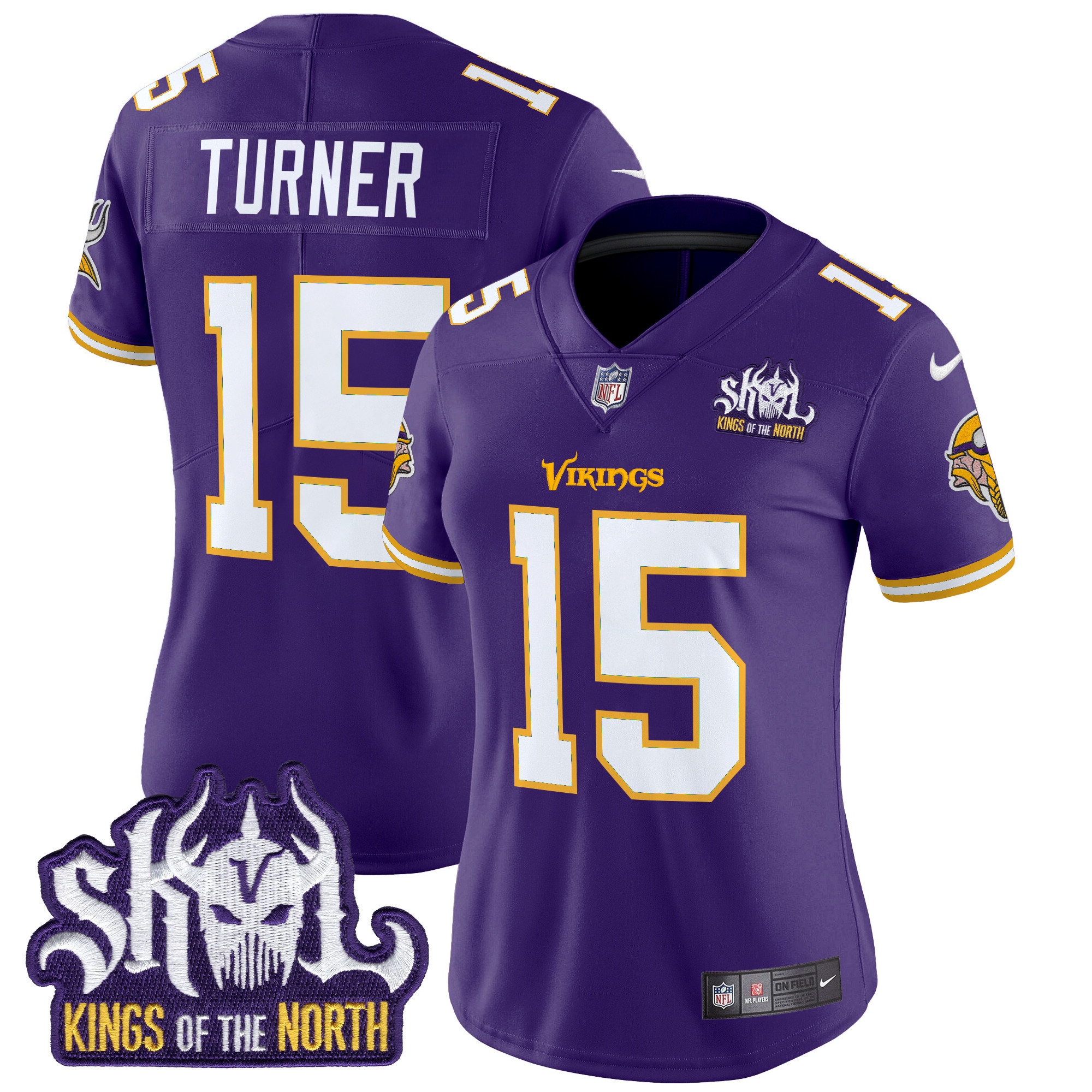 Women's Minnesota Vikings King Of The North Patch Throwback Vapor Limited Jersey - All Stitched - Image 22
