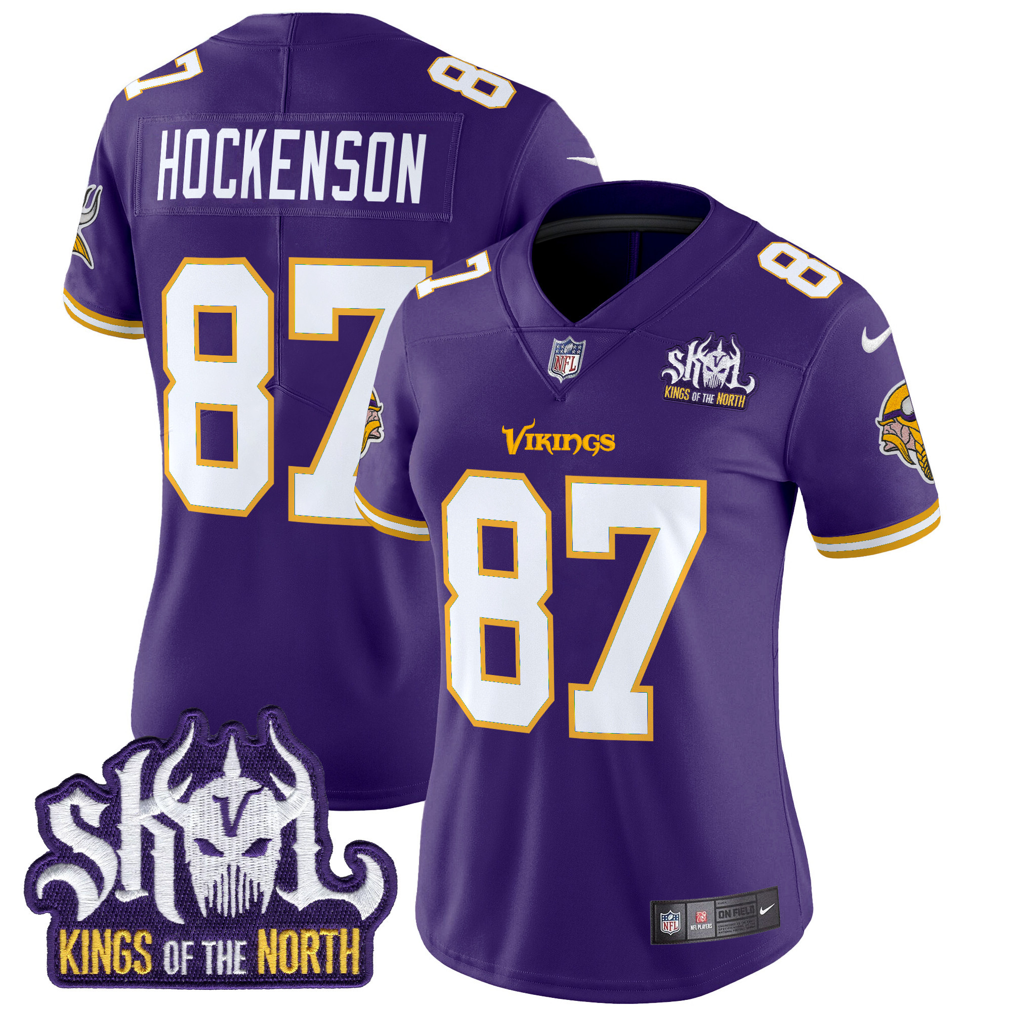 Women's Minnesota Vikings King Of The North Patch Throwback Vapor Limited Jersey - All Stitched - Image 26