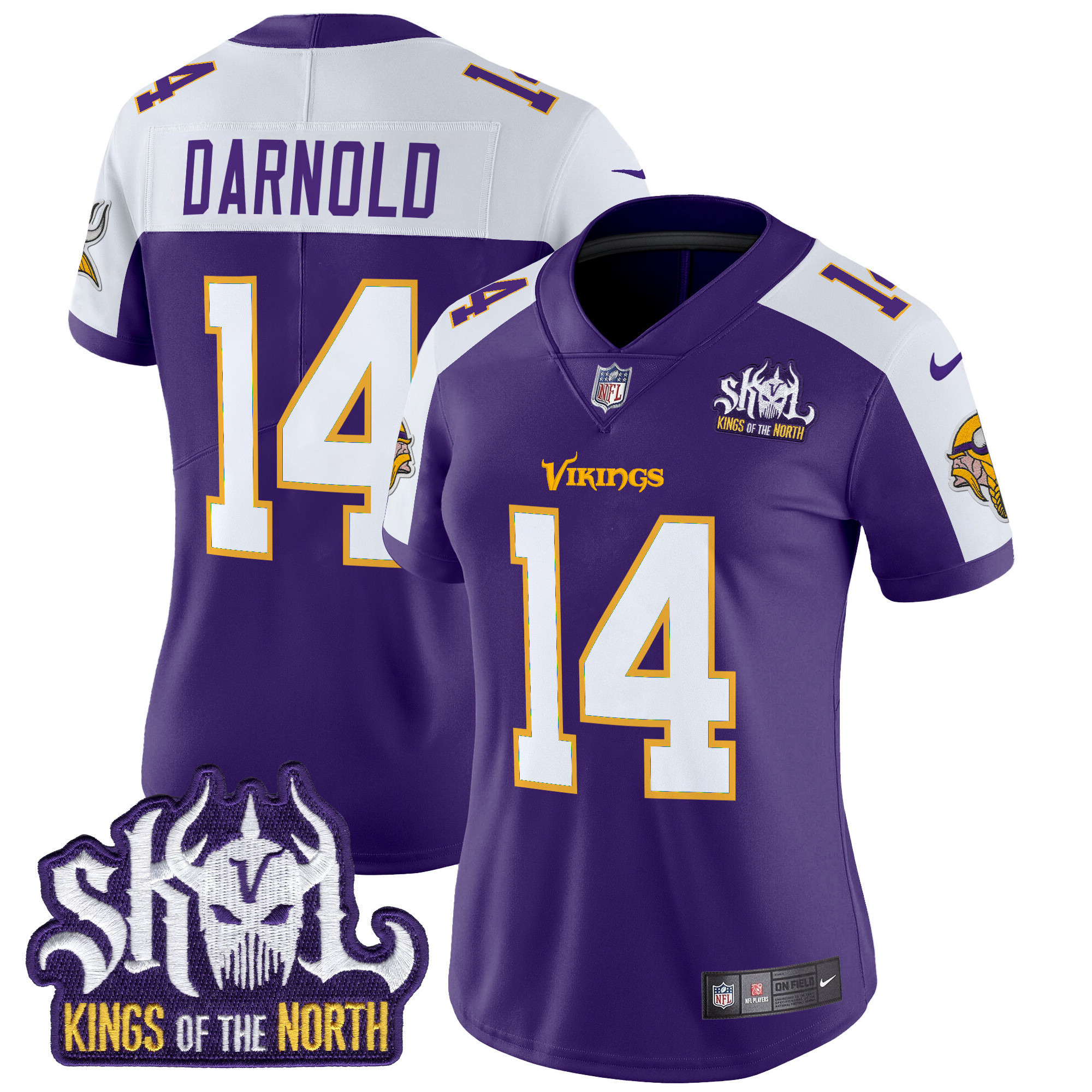 Women's Minnesota Vikings King Of The North Patch Throwback Vapor Limited Jersey - All Stitched