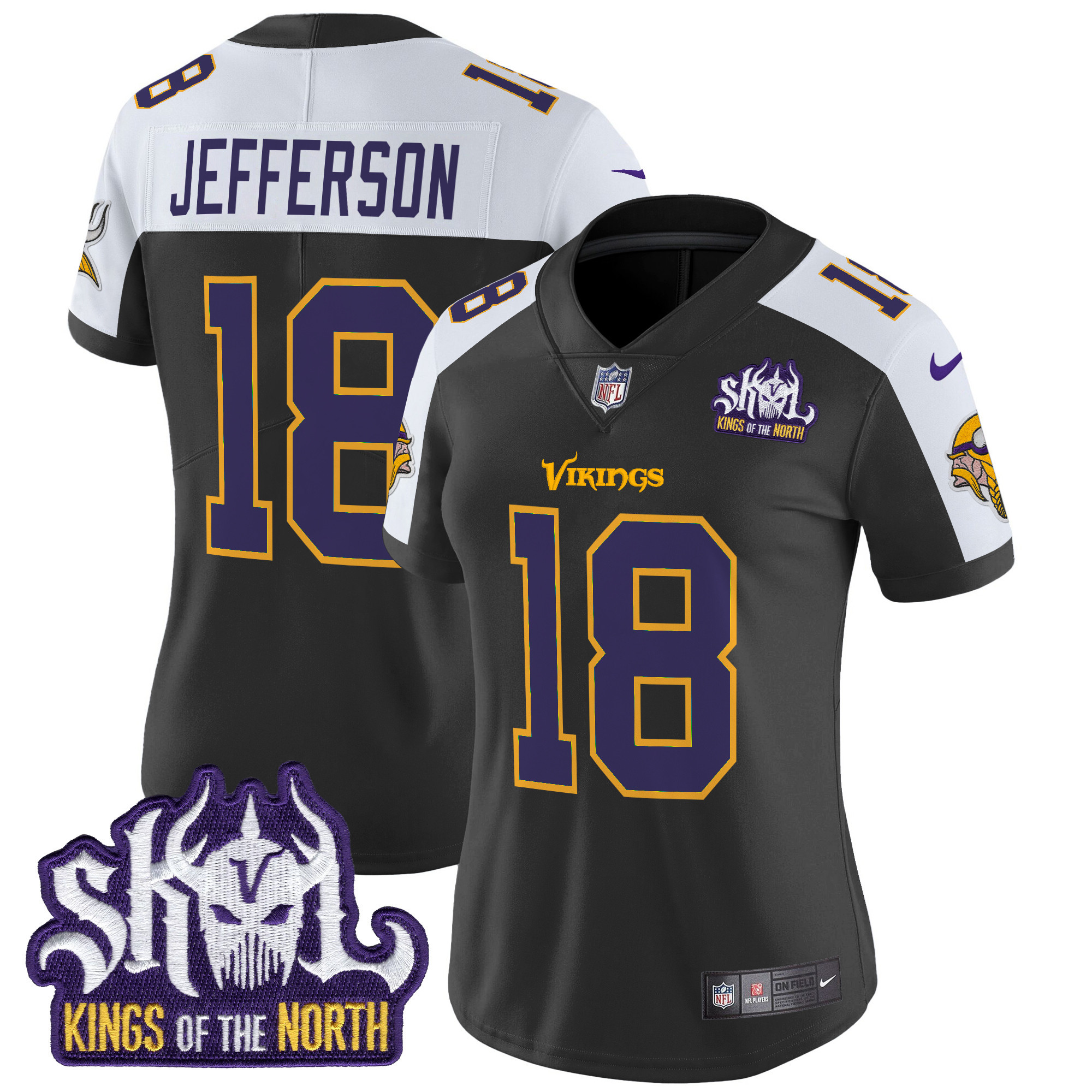 Women's Minnesota Vikings King Of The North Patch Throwback Vapor Limited Jersey - All Stitched - Image 11