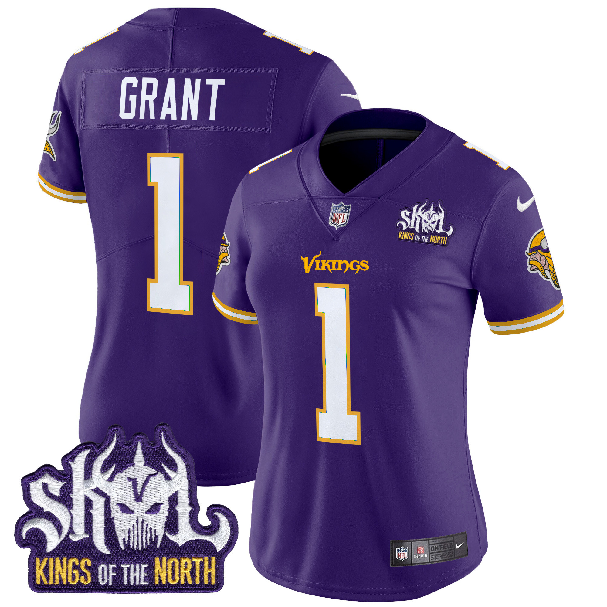 Women's Minnesota Vikings King Of The North Patch Throwback Vapor Limited Jersey - All Stitched - Image 24