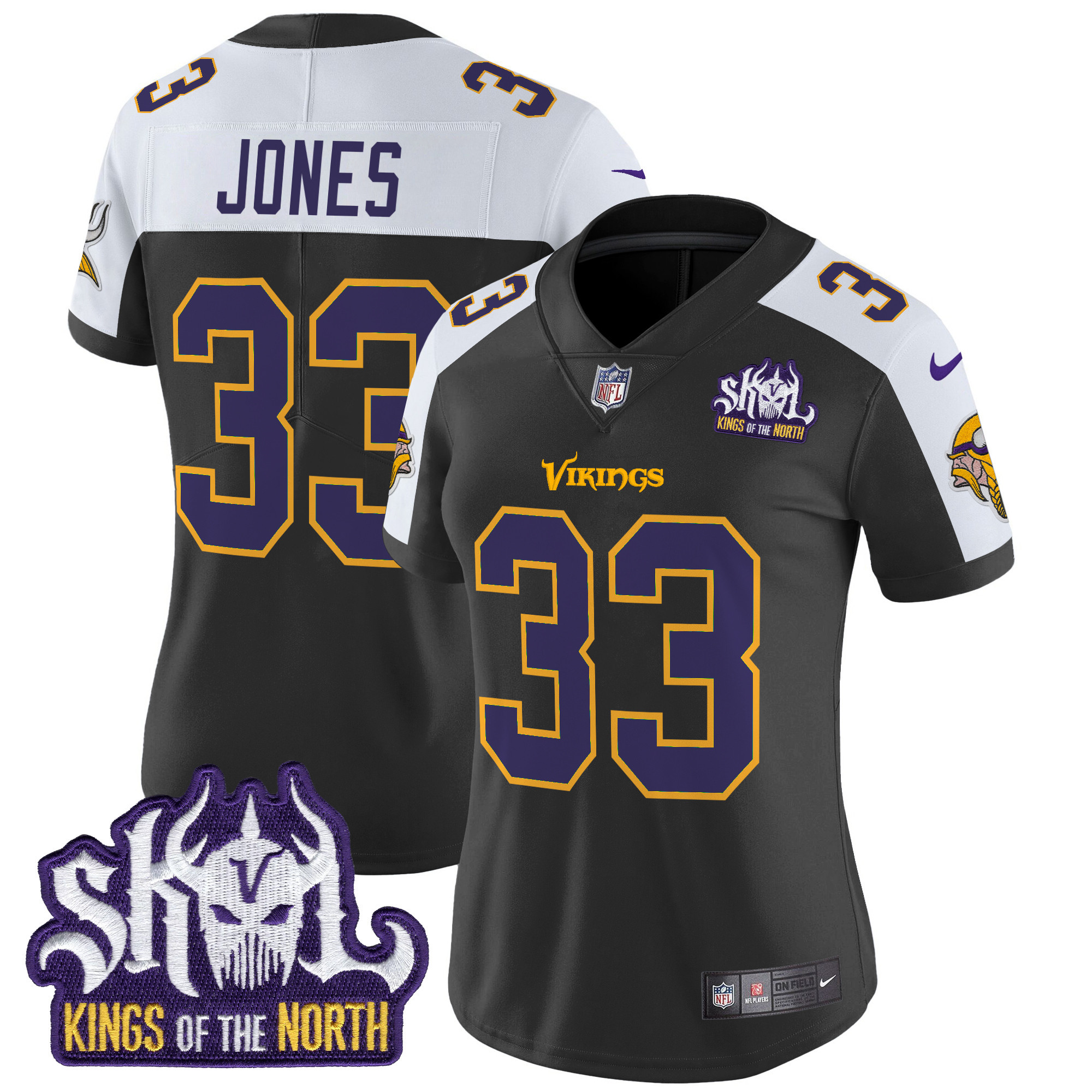Women's Minnesota Vikings King Of The North Patch Throwback Vapor Limited Jersey - All Stitched - Image 14