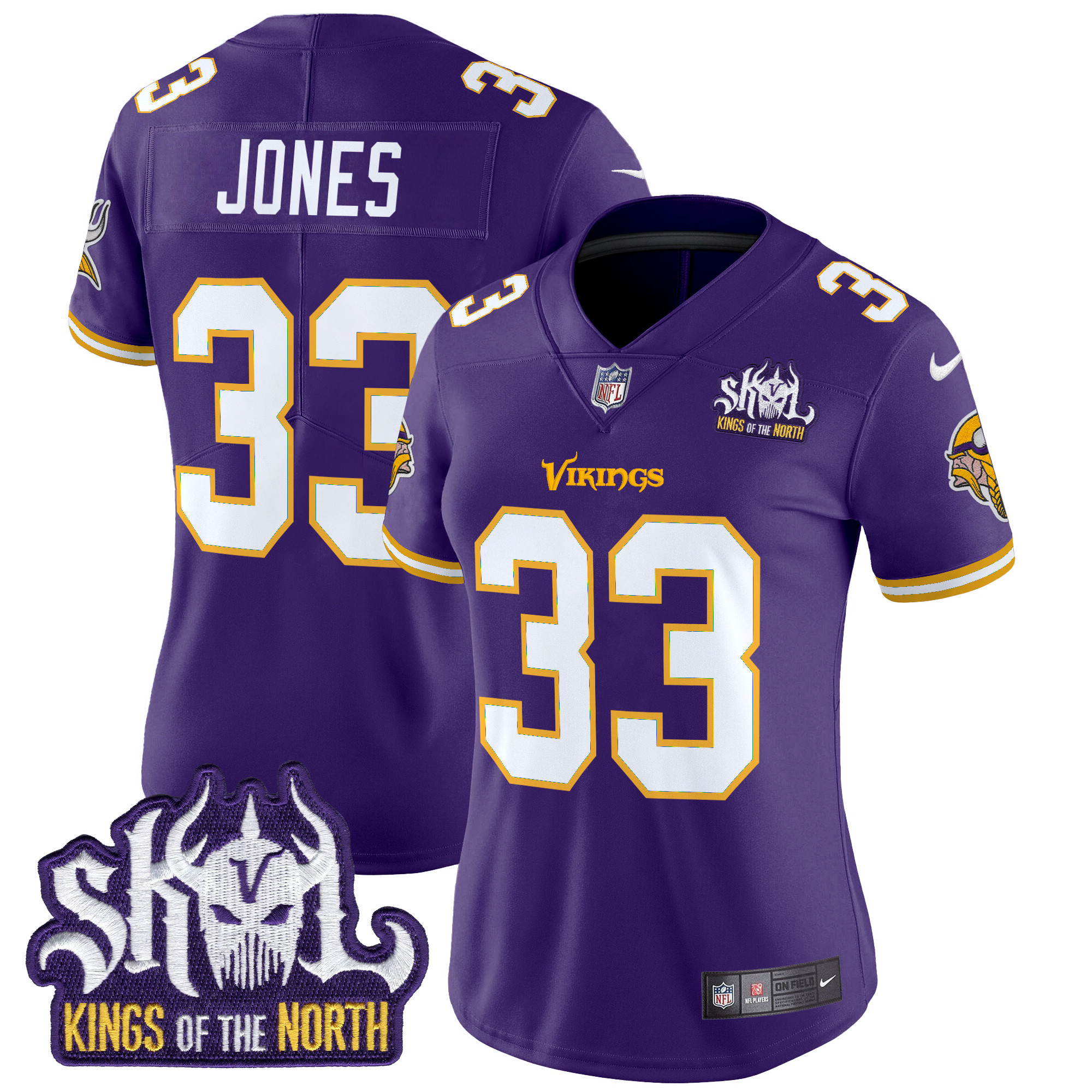 Women's Minnesota Vikings King Of The North Patch Throwback Vapor Limited Jersey - All Stitched - Image 23