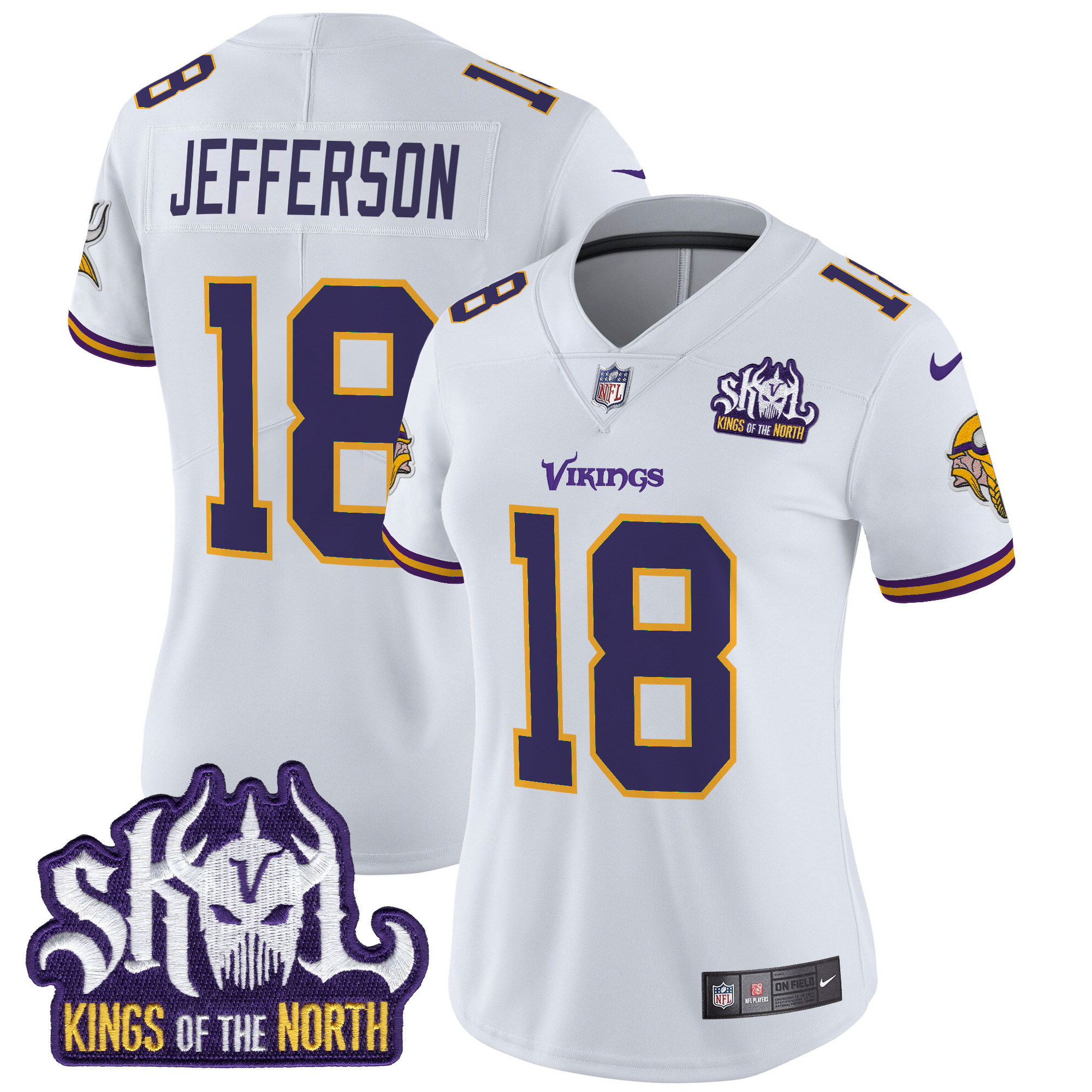 Women's Minnesota Vikings King Of The North Patch Throwback Vapor Limited Jersey - All Stitched - Image 29