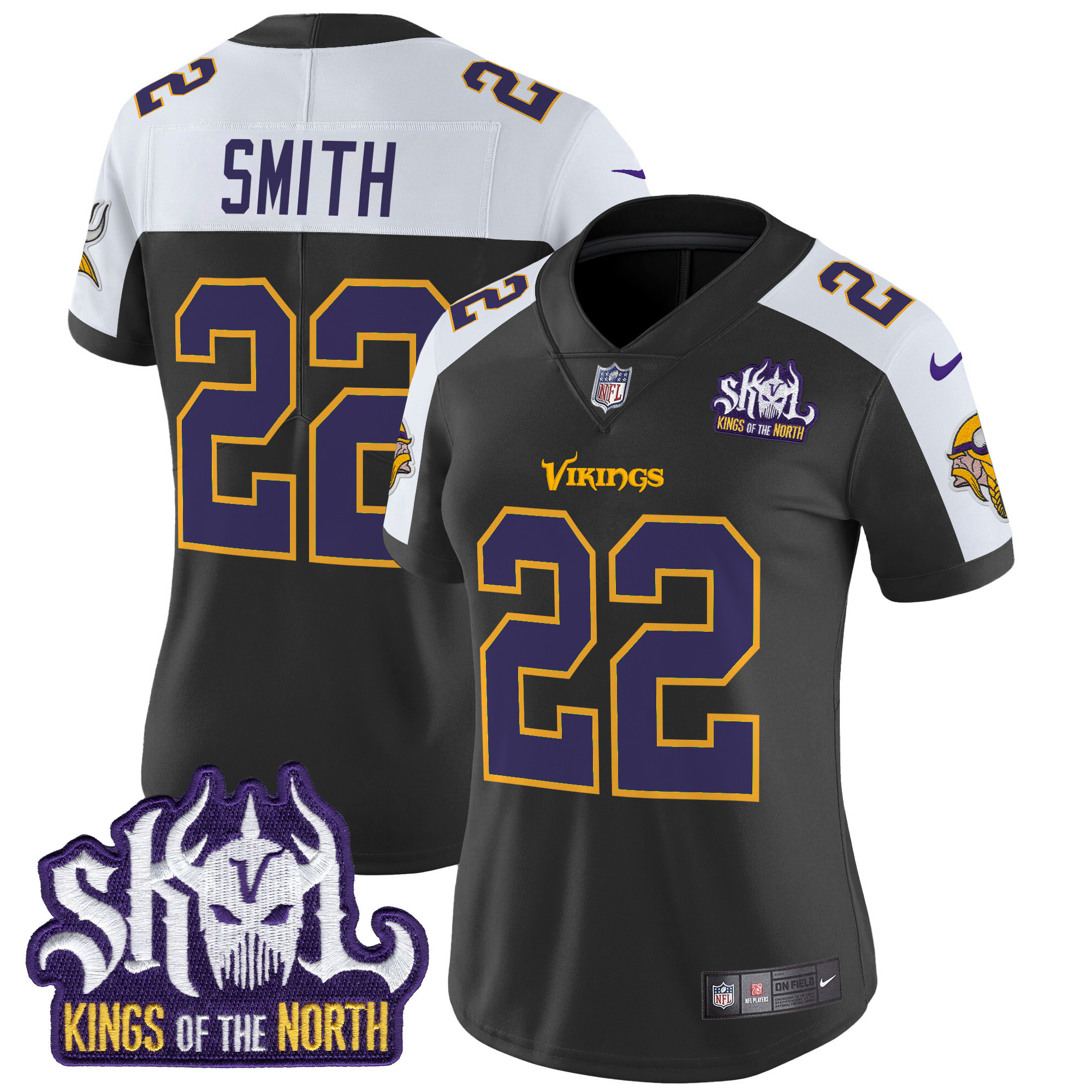 Women's Minnesota Vikings King Of The North Patch Throwback Vapor Limited Jersey - All Stitched - Image 16