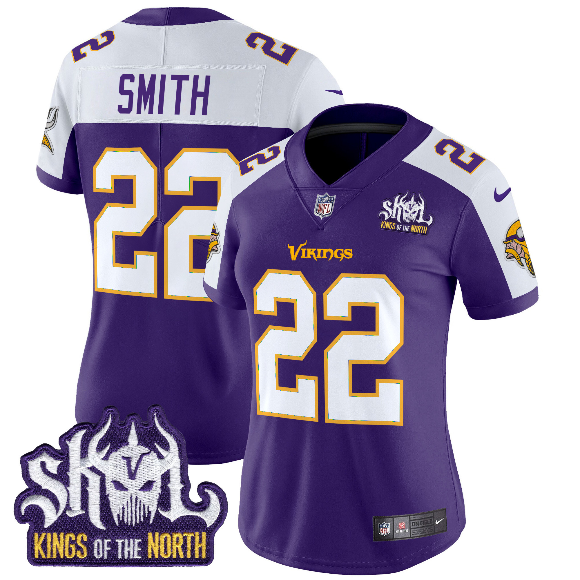 Women's Minnesota Vikings King Of The North Patch Throwback Vapor Limited Jersey - All Stitched - Image 7