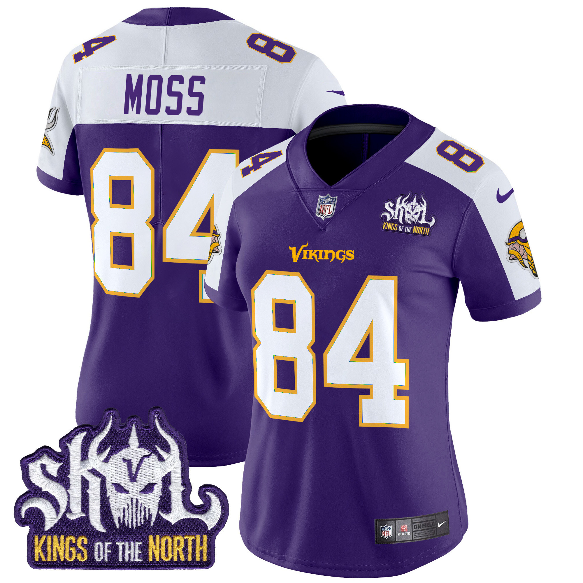 Women's Minnesota Vikings King Of The North Patch Throwback Vapor Limited Jersey - All Stitched - Image 9